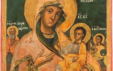 AN ICON SHOWING THE HODIGITRIA MOTHER OF GOD AND ST.