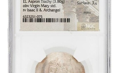 ANCIENT BYZANTINE ISAAC II ASPRON TRACHY COIN