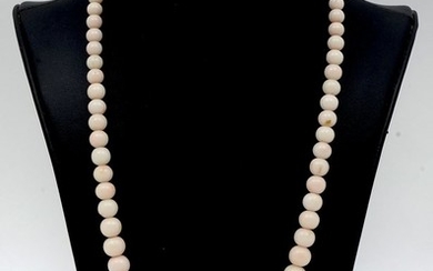 ANGEL SKIN CORAL BEAD NECKLACE WITH 18K CLASP