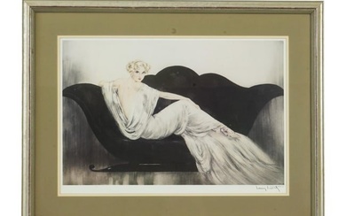 ART DECO FRENCH SOFA LITHOGRAPH BY LOUIS ICART