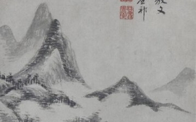 ATTRIBUTED TO WANG YUANQI LANDSCAPE AFTER MI FU A Chinese...