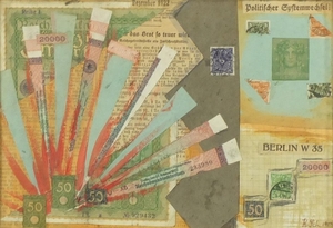 Abstract composition, German school mixed media and collage,...