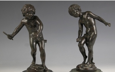 After Auguste Moreau (French, 1834-1917), two bronze figures...