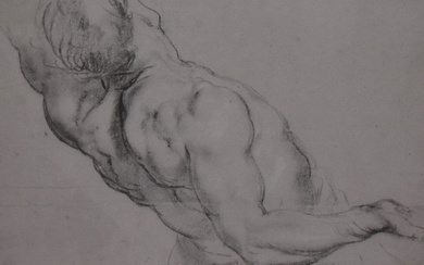 After Peter Paul Rubens (1577-1640, Flemish Baroque), print, 'Study of a Male Torso', framed
