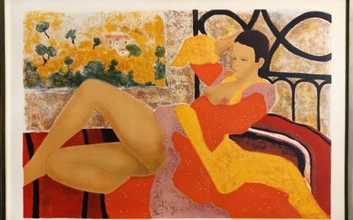 Alain Bonnefoit, Nude in Bed, Lithograph