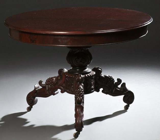 American Carved Mahogany Center Table, early 20th c.