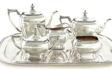 American silver tea and coffee service, Richard Dimes (6pcs)