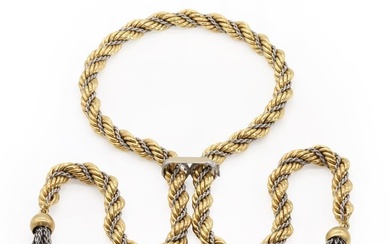 An 18ct gold rope twist sautoir necklace