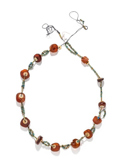 An Egyptian Amber and Faience Bead Necklace