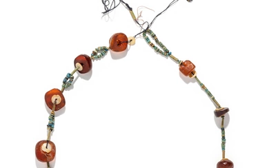 An Egyptian Amber and Faience Bead Necklace