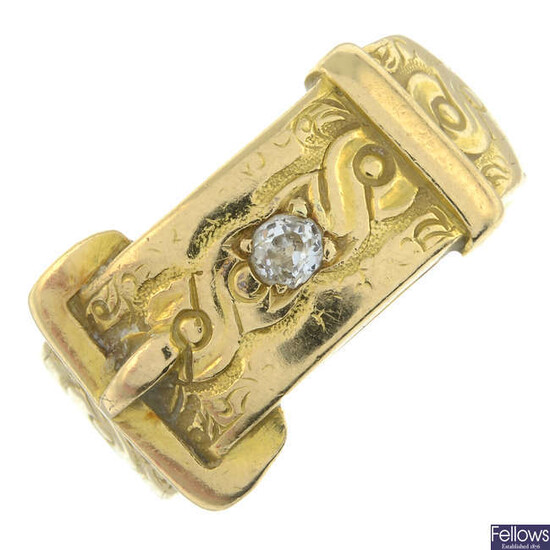 An early 20th century 18ct gold diamond buckle ring.