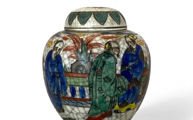 An early 20th century Chinese crackle glaze and enamel ginge...