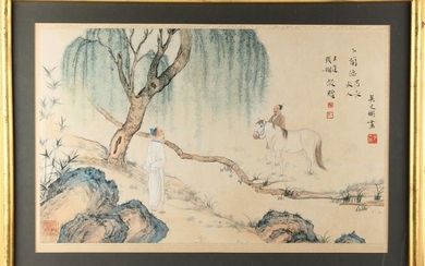 An early 20th century Chinese painting on paper depicting...