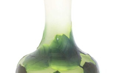 An enamelled cameo glass vase