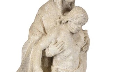 An unusual French sculpted limestone Pieta