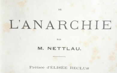 [Anarchism]. Nettlau, M. Bibliographie de l'anarchie. Brussels/ Paris, Bibliothèque des...