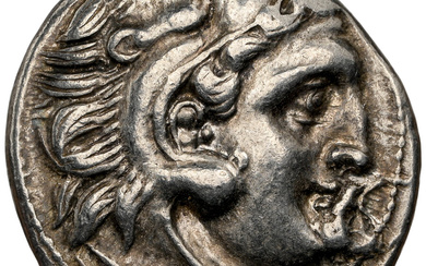 Ancients: , MACEDONIAN KINGDOM. Alexander III the Great (336-323 BC). AR drachm (18mm, 4.16 gm, 3h). NGC Choice XF 5/5 - 4/5....