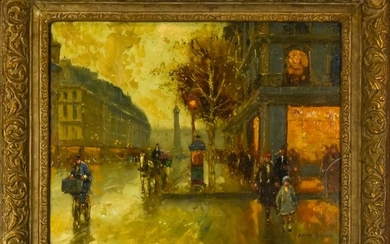 Andre Gisson Paris Street Scene Oil Painting