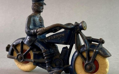 Antique Hubley Champion Cast Iron Police Motorcycle