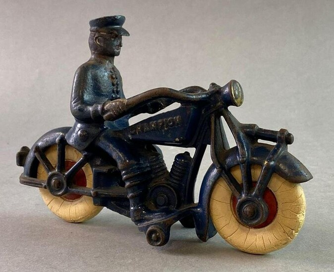Antique Hubley Champion Cast Iron Police Motorcycle
