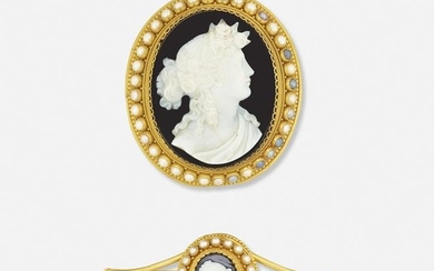 Antique cameo brooch and bracelet