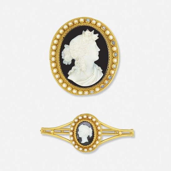 Antique cameo brooch and bracelet