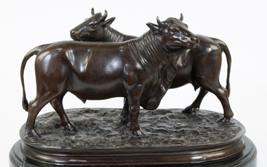 Antoine Louis BARYE (1796-1875), bronze group of a bull with a cow, signed