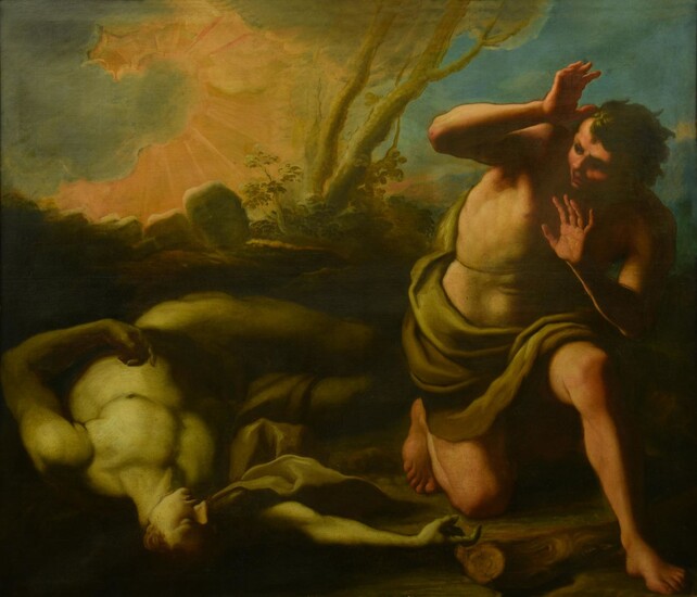 Antonio Balestra (1666 - 1740) CAINO E ABELE olio su tela, cm 169,5x199...