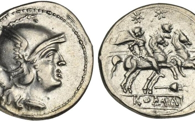 Apex series, Denarius, Rome, ca. 208 BC; AR (g 4,24;...