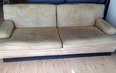 SOLD. Arne Norell: Three seater sofa with black base. Upholstered with light leather. H. 70....
