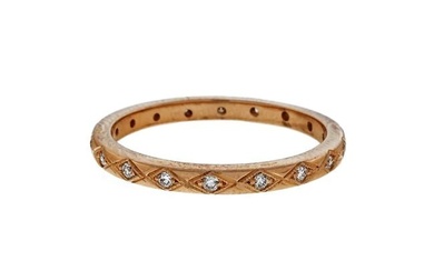 Art Deco 18K Pink Gold With 0.25ct Diamonds Eternity Band Ring Size 6.5