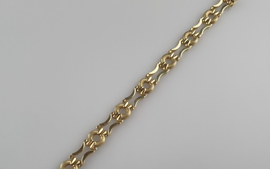 Art Deco link bracelet - 8K yellow gold, matte and shiny gold.