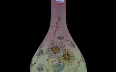 Art Glass Vase, Decorated Mt. Washington Burmese