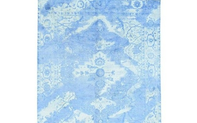 Art Silk Broken Heriz Design Hand-Knotted Oriental Rug