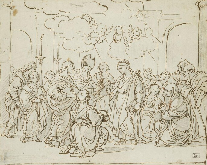 Attributed to Pietro da Cortona, Italian 1596-1669- The Presentation at...