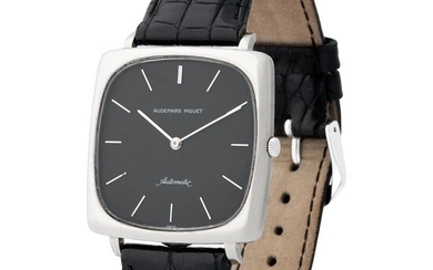 Audemars Piguet. Highly Rare and Extremely Well-Preserved TV Wristwatch in White Gold, With Black Dial