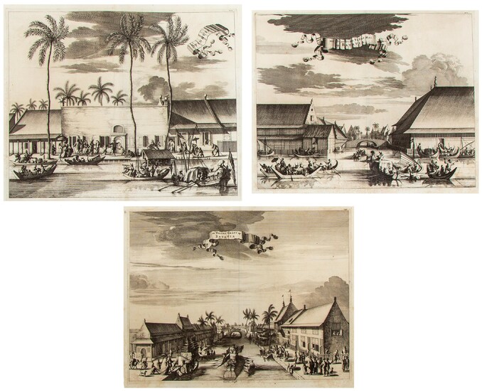 [BATAVIA] – LOT of 3 late 17th-cent. engraved views of Batavia (in the former Dutch East Indies).