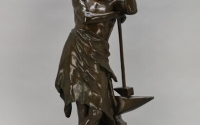 BERTHOZ J. a signé. Fac et spera, forgeron avec enclume" sculpture en bronze - Hauteur...