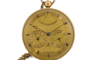 BREGUET | A VERY FINE GOLD QUARTER REPEATING WATCH WITH CALENDAR, YEAR INDICATION AND THERMOMETER NO. 1806 SOLD TO CAROLINE BONAPARTE, PRINCESS MURAT ON 25 MARCH 1807 FOR 4000 FRANCS AND LIKELY PURCHASED AS A GIFT BY THE PRINCESS FOR LE COMTE DE FLAHAULT