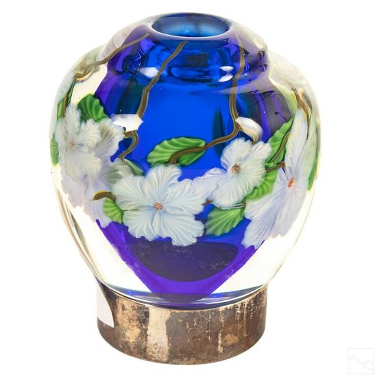 Baccarat French Art Glass Floral Paperweight Vase