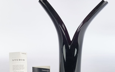 Bergström, Lena, Orrefors, vase, verre de studio, édition limitée à 30, forme cylindrique fendue, verre...