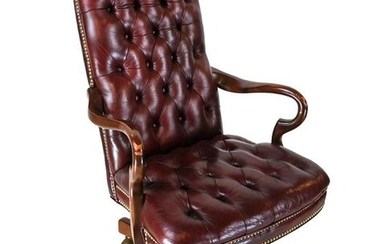 Birchwood Tufted Leather Swivel Chair