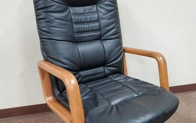 Black Leather Rolling Desk Chair