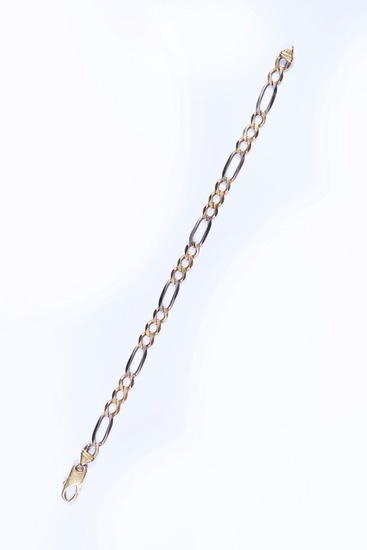 Bracelet maille Figaro en or jaune (750) poids : 18,5 g, long.23 cm