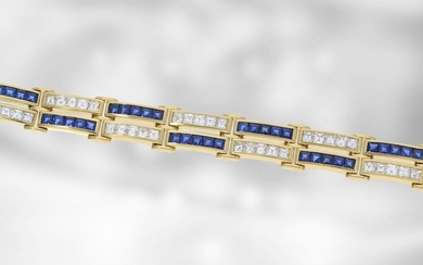 Bracelet: unusual and richly set sapphire/diamond goldsmith's bracelet...