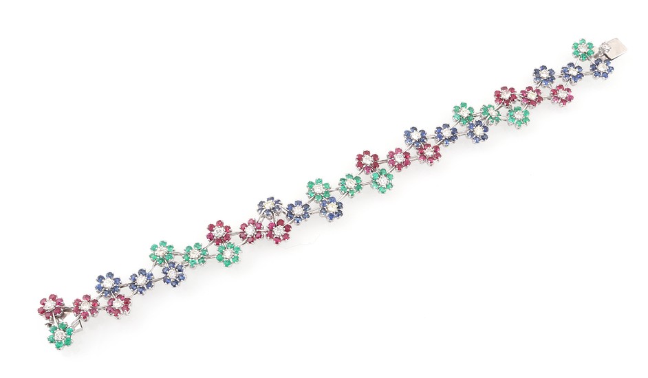 Brillant Farbstein Blütenarmband