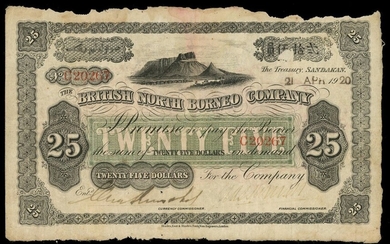 British North Borneo Company, $25, 21.4.1920, serial number C20267, (Pick not listed)