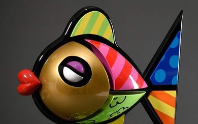 Britto, Romero (*1963) "Lady Fish", wood polychrome painted, front sign./num. 11/100, two parts, 37,5x33x15cm, with original invoice and certificate Galerie Mensing (October 2002)