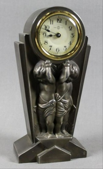 Bronze Art Deco Table Clock