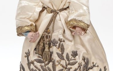 CARVED & POLYCHROMED FIGURE OF THE VIRGIN 18TH C